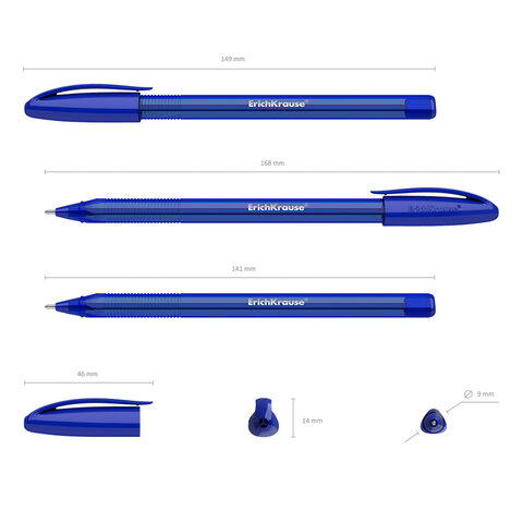 Ручка шариковая ERICH KRAUSE U-108 "Stick Original", СИНЯЯ, узел 1 мм, линия 0,3 мм, 47595