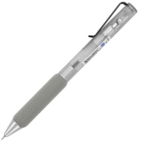 Ручка шариковая автоматическая С УЛЬТРАМЯГКИМ ГРИПОМ BRAUBERG "MAXI SOFT", СИНЯЯ, пишущий узел 0,5 мм, линия письма 0,35 мм, 144466