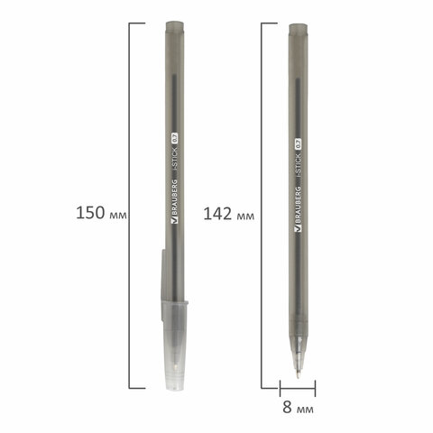 Ручка шариковая BRAUBERG "i-STICK", ЧЕРНАЯ, пишущий узел 0,7 мм, линия письма 0,35 мм, 143443