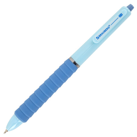 Ручка шариковая автоматическая С УДЛИНЕННЫМ ГРИПОМ BRAUBERG "MAXI LONG RT", СИНЯЯ, игольчатый узел 0,5 мм, линия письма 0,35 мм, 144457