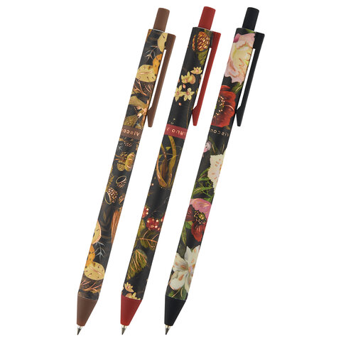 Ручка шариковая автоматическая BRUNO VISCONTI "ArtClick", СИНЯЯ, Flora.Black, ассорти, 0,5 мм, 20-0374/01