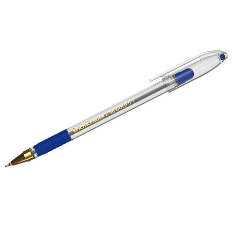 Ручка шариковая масляная с грипом ERICH KRAUSE "L-30" Gold Stick&Grip, СИНЯЯ, 0,7 мм, линия 0,26 мм, 61041