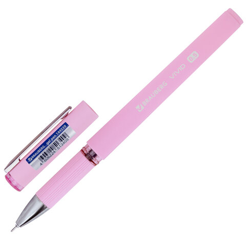Ручка гелевая с грипом BRAUBERG "VIVID PASTEL", СИНЯЯ, корпус ассорти, игольчатый узел 0,5 мм, линия письма 0,35 мм, 144539