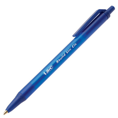 Ручка шариковая автоматическая BIC "Round Stic Clic", СИНЯЯ, узел 1 мм, линия письма 0,32 мм, 926376