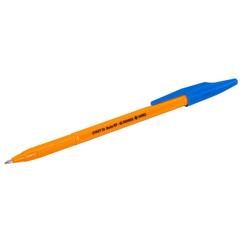 Ручка шариковая STAFF "Basic BP-66 ORANGE", СИНЯЯ, корпус оранжевый, узел 1 мм, линия письма 0,5 мм, 144453