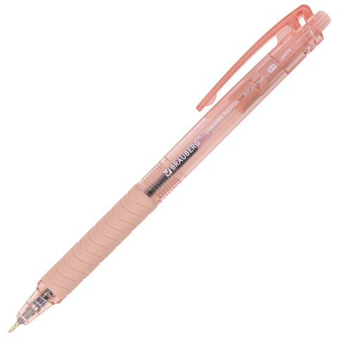 Ручки шариковые автоматические с грипом BRAUBERG "CLASSIC PASTEL", СИНИЕ, НАБОР 5 ШТ., пишущий узел 0,5 мм, линия письма 0,35 мм, 144470