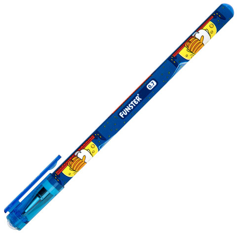 Ручка шариковая с принтом FUNSTER (ФАНСТЕР) STICK "КОТ-ЭНТУЗИАСТ", СИНЯЯ, SOFT TOUCH покрытие, узел 0,7 мм, линия 0,35 мм, 144398