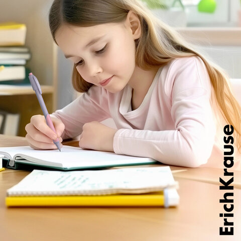 Ручка шариковая с грипом ERICH KRAUSE "ErgoLine Kids Pastel", СИНЯЯ, корпус ассорти, 0,25 мм, 62037