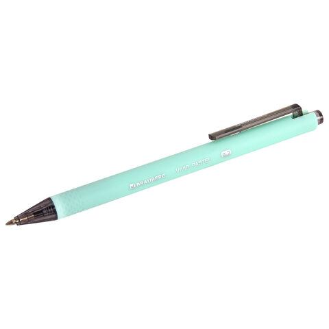 Ручка шариковая автоматическая BRAUBERG "VIVID PASTEL", корпус soft-touch, СИНЯЯ, пишущий узел 0,7 мм, линия письма 0,35 мм, 144404