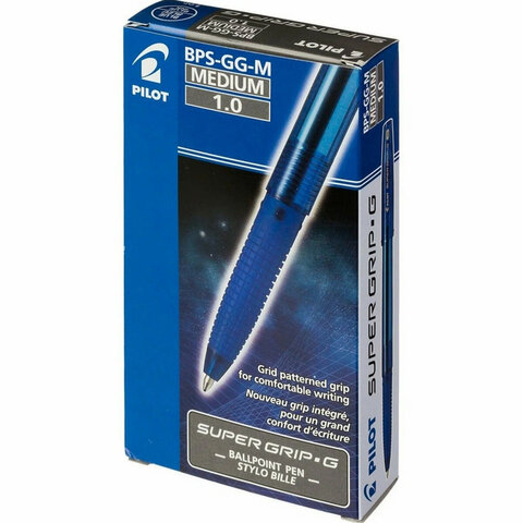 Ручка шариковая с грипом PILOT Super Grip G, СИНЯЯ, узел 1 мм, линия 0,27 мм, BPS-GG-M L