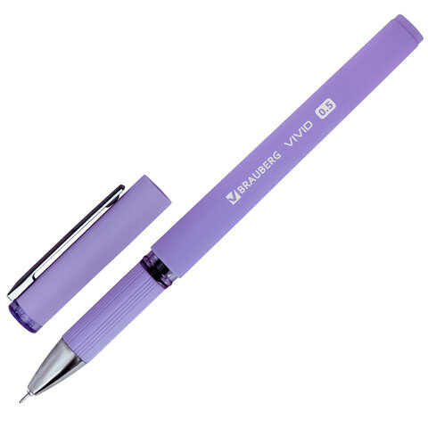 Ручки гелевые с грипом BRAUBERG "VIVID PASTEL", СИНИЕ, НАБОР 3 ШТ., игольчатый узел 0,5 мм, линия письма 0,35 мм, 144540
