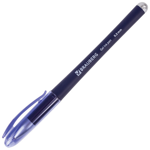 Ручка гелевая с грипом BRAUBERG "FINE GEL SOFT", СИНЯЯ, игольчатый узел 0,5 мм, линия письма 0,35 мм, 141182