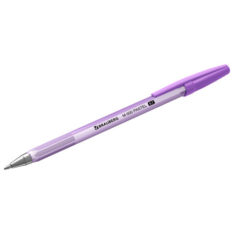 Ручка шариковая BRAUBERG "M-500 PASTEL", СИНЯЯ, корпус ассорти, узел 0,7 мм, линия письма 0,35 мм, 143450