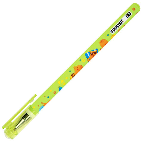 Ручка шариковая с принтом FUNSTER (ФАНСТЕР) STICK "CUTE CAPY", СИНЯЯ, SOFT TOUCH покрытие, узел 0,7 мм, линия письма 0,35 м, 144393