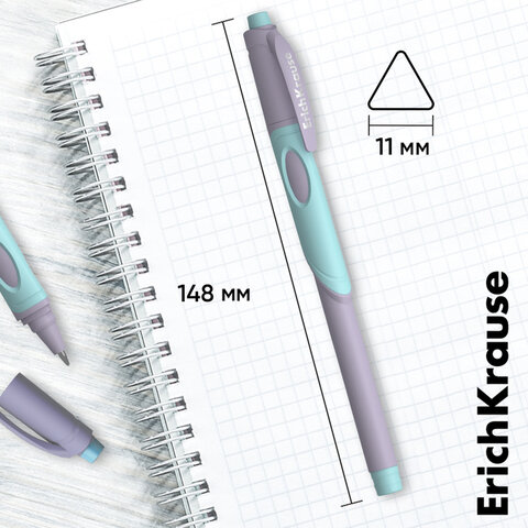 Ручка шариковая с грипом ERICH KRAUSE "ErgoLine Kids Pastel", СИНЯЯ, корпус ассорти, 0,25 мм, 62037