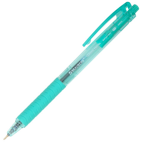 Ручки шариковые автоматические с грипом BRAUBERG "CLASSIC PASTEL", СИНИЕ, НАБОР 5 ШТ., пишущий узел 0,5 мм, линия письма 0,35 мм, 144470