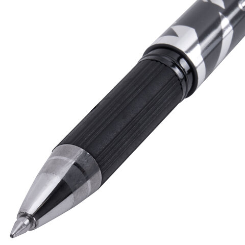 Ручка гелевая с грипом BRAUBERG "GRAPHITE VIVID", ЧЕРНАЯ, пишущий узел 0,5 мм, линия письма 0,35 мм, 144542