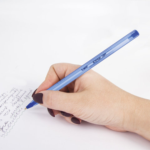 Ручка шариковая масляная BIC "Cristal Soft", СИНЯЯ, корпус тонированный, узел 1,2 мм, линия 0,35 мм, 951434
