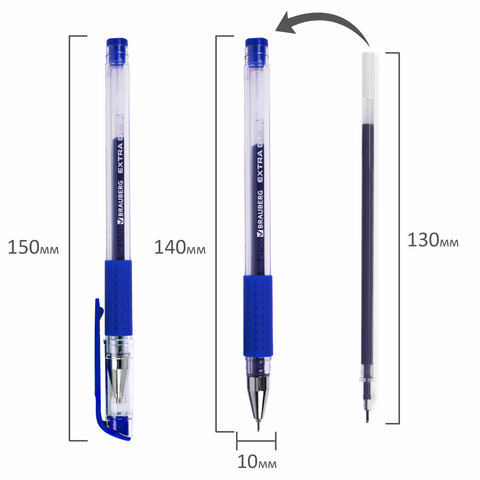 Ручка гелевая с грипом BRAUBERG "EXTRA GT NEEDLE", СИНЯЯ, игольчатый узел 0,5 мм, линия 0,35 мм, 143916