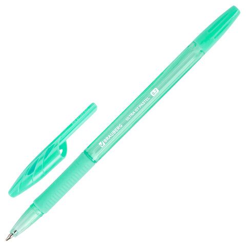 Ручки шариковые с грипом BRAUBERG "ULTRA GT PASTEL", НАБОР 4 ШТУКИ, СИНИЕ, узел 0,7 мм, линия 0,35 мм, 144533