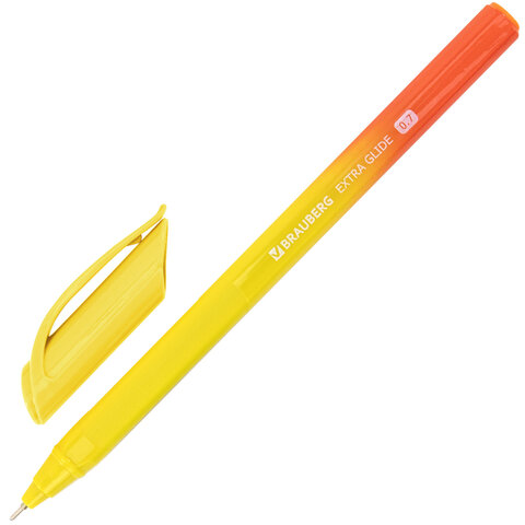 Ручка шариковая масляная BRAUBERG "Extra Glide DZ", СИНЯЯ, трехгранная, корпус ассорти, игольчатый наконечник 0,7 мм, линия 0,5 мм, 144263