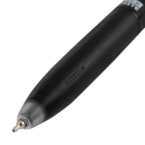 Ручка шариковая автоматическая С УДЛИНЕННЫМ ГРИПОМ BRAUBERG "BLACK & WHITE", СИНЯЯ, пишущий узел 0,5 мм, линия письма 0,35 мм, 144462