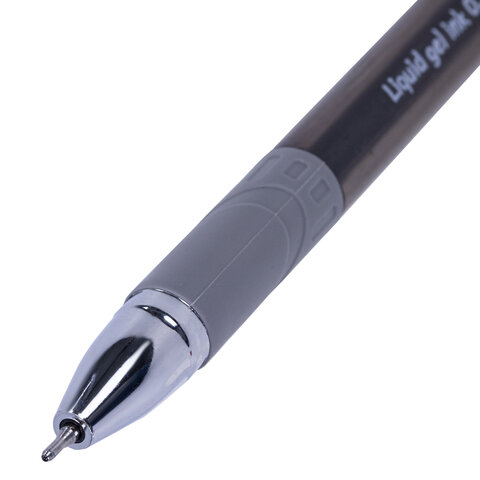 Ручка гелевая с грипом BRAUBERG "Max-Oil Gel", ЧЕРНАЯ, игольчатый узел 0,5 мм, линия письма 0,3 мм, 144260