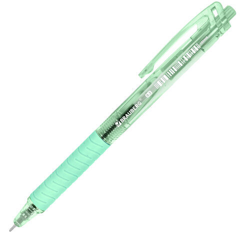 Ручка шариковая автоматическая с грипом BRAUBERG "CLASSIC PASTEL", СИНЯЯ, корпус ассорти, пишущий узел 0,5 мм, линия письма 0,35 мм, 144468