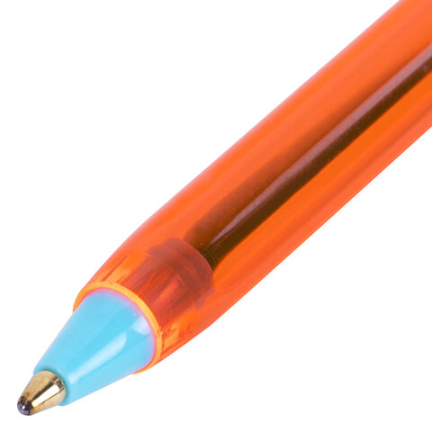 Ручка шариковая BRAUBERG X-30 ORANGE, СИНЯЯ, мягкое письмо, пишущий узел 1 мм, линия письма 0,5 мм, 144333