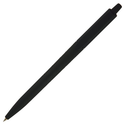 Ручка шариковая автоматическая BRUNO VISCONTI "SlimClick Black", СИНЯЯ, черный корпус, узел 0,5 мм, линия 0,4 мм, 20-0073
