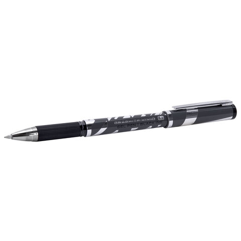 Ручка гелевая с грипом BRAUBERG "GRAPHITE VIVID", ЧЕРНАЯ, пишущий узел 0,5 мм, линия письма 0,35 мм, 144542
