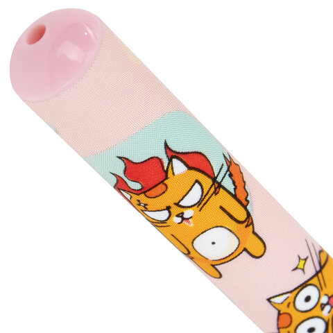 Ручка шариковая с принтом FUNSTER (ФАНСТЕР) STICK "КОТ-ЭНТУЗИАСТ", СИНЯЯ, SOFT TOUCH покрытие, узел 0,7 мм, линия 0,35 мм, 144398