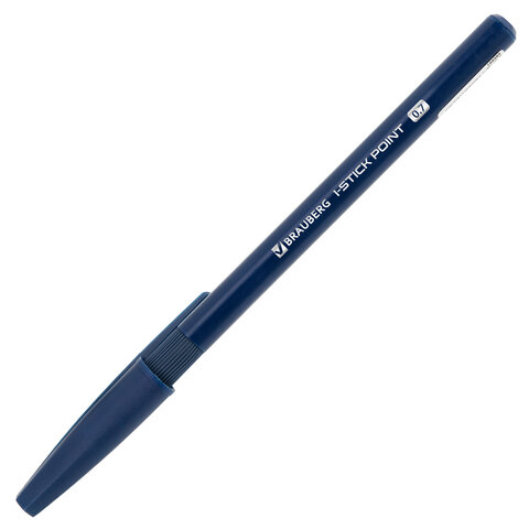Ручка шариковая с грипом BRAUBERG "i-STICK DEEP BLUE", СИНЯЯ, пишущий узел 0,7 мм, линия письма 0,35 мм, 144385
