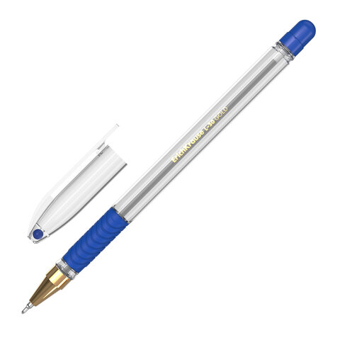 Ручка шариковая масляная с грипом ERICH KRAUSE "L-30" Gold Stick&Grip, СИНЯЯ, 0,7 мм, линия 0,26 мм, 61041