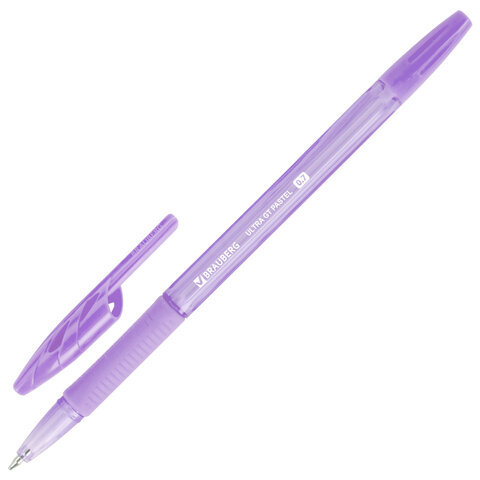 Ручки шариковые с грипом BRAUBERG "ULTRA GT PASTEL", НАБОР 4 ШТУКИ, СИНИЕ, узел 0,7 мм, линия 0,35 мм, 144533