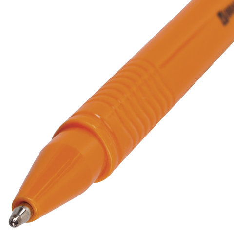 Ручка шариковая BRAUBERG "ORANGE", СИНЯЯ, трехгранная, корпус оранжевый, узел 1 мм, линия письма 0,5 мм, 142402