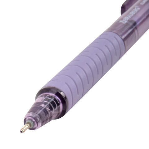 Ручки шариковые автоматические с грипом BRAUBERG "CLASSIC PASTEL", СИНИЕ, НАБОР 5 ШТ., пишущий узел 0,5 мм, линия письма 0,35 мм, 144470
