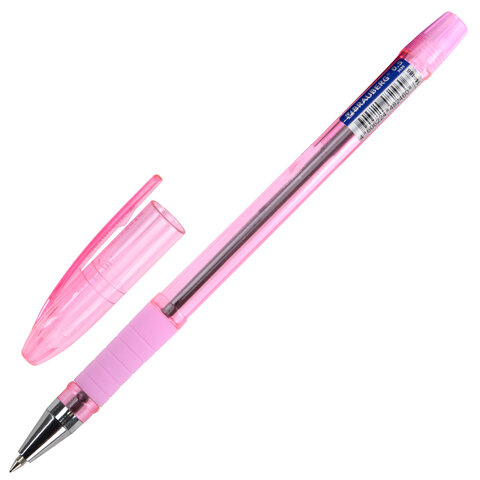 Ручка шариковая масляная с грипом "PASTEL", BRAUBERG, СИНЯЯ, стандартный узел 0,5 мм, линия письма 0,25 мм, 144488