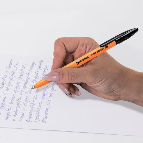 Ручка шариковая BRAUBERG "ULTRA ORANGE", ЧЕРНАЯ, узел 0,7 мм, чернила ГЕРМАНИЯ, наконечник ШВЕЙЦАРИЯ, 143563