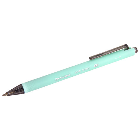 Ручки шариковые автоматические BRAUBERG "VIVID PASTEL", СИНИЕ, НАБОР 4 ШТУКИ, soft-touch, пишущий узел 0,7 мм, линия письма 0,35 мм, 144408