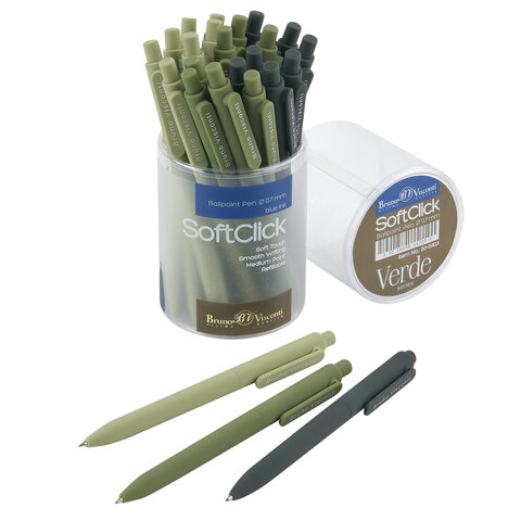 Ручка шариковая автоматическая BRUNO VISCONTI "SoftClick Verde", СИНЯЯ, корпус ассорти, 0,5 мм, 20-0403