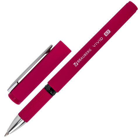 Ручки шариковые с грипом BRAUBERG "VIVID", НАБОР 3 ШТУКИ, СИНИЕ, SOFT TOUCH покрытие, узел 0,7 мм, линия письма 0,35 мм, 144401