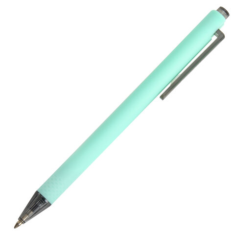 Ручки шариковые автоматические BRAUBERG "VIVID PASTEL", СИНИЕ, НАБОР 4 ШТУКИ, soft-touch, пишущий узел 0,7 мм, линия письма 0,35 мм, 144408