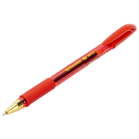 Ручка шариковая BRAUBERG BP-GT GLD RED, КРАСНАЯ, корпус тонированный, пишущий узел 0,7 мм, линия письма 0,35 мм, 144506