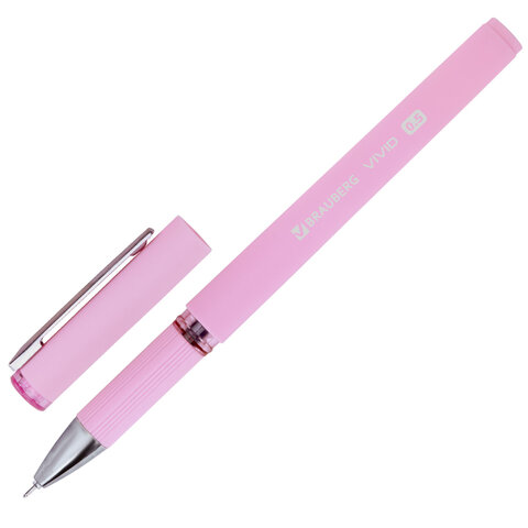 Ручки гелевые с грипом BRAUBERG "VIVID PASTEL", СИНИЕ, НАБОР 3 ШТ., игольчатый узел 0,5 мм, линия письма 0,35 мм, 144540