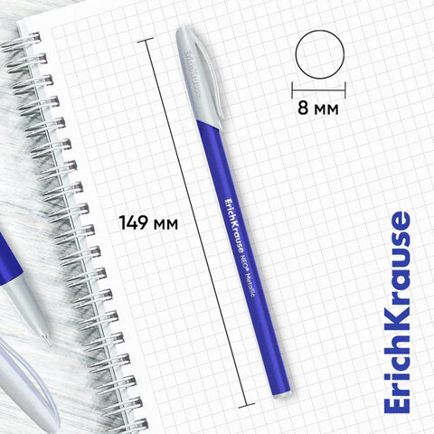 Ручка шариковая ERICH KRAUSE "Neo Stick Metallic", СИНЯЯ, корпус ассорти, узел 0,7 мм, 61009