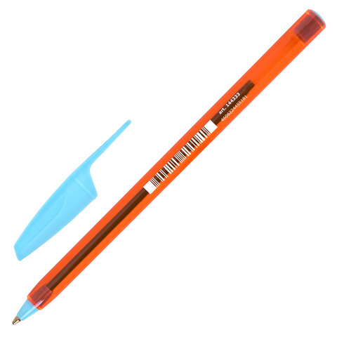 Ручка шариковая BRAUBERG X-30 ORANGE, СИНЯЯ, мягкое письмо, пишущий узел 1 мм, линия письма 0,5 мм, 144333