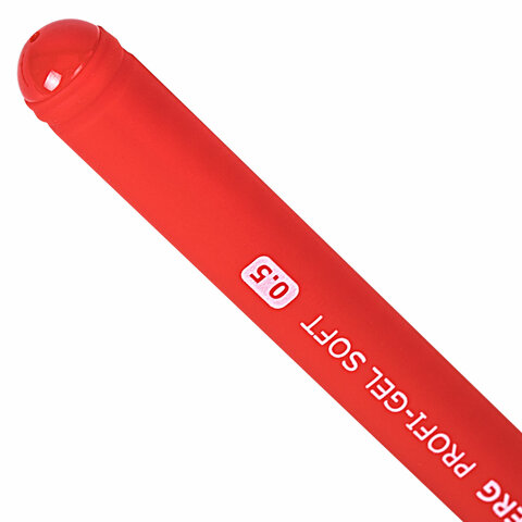 Ручка гелевая BRAUBERG Profi-Gel SOFT, КРАСНАЯ, линия письма 0,4 мм, стандартный наконечник 0,5 мм, прорезиненный корпус SOFT-TOUCH, 144131