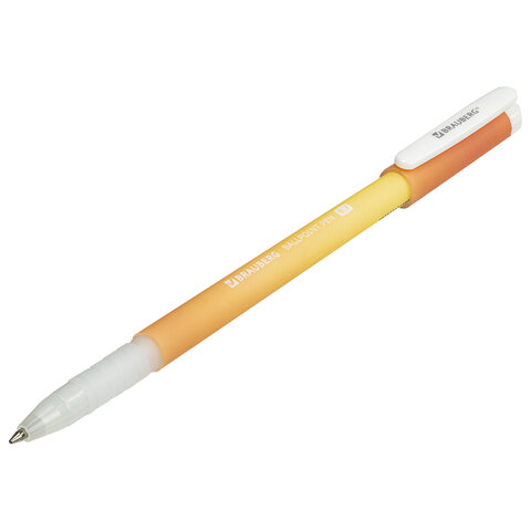Ручка шариковая BRAUBERG SOFT TOUCH GRIP "GRADE PASTEL", СИНЯЯ, мягкое покрытие, ассорти, узел 0,7 мм, 143711