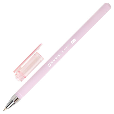 Ручки шариковые BRAUBERG "SOFT PASTEL", НАБОР 4 ШТУКИ, СИНИЕ, SOFT TOUCH покрытие, узел 0,7 мм, линия письма 0,35 мм, 144400